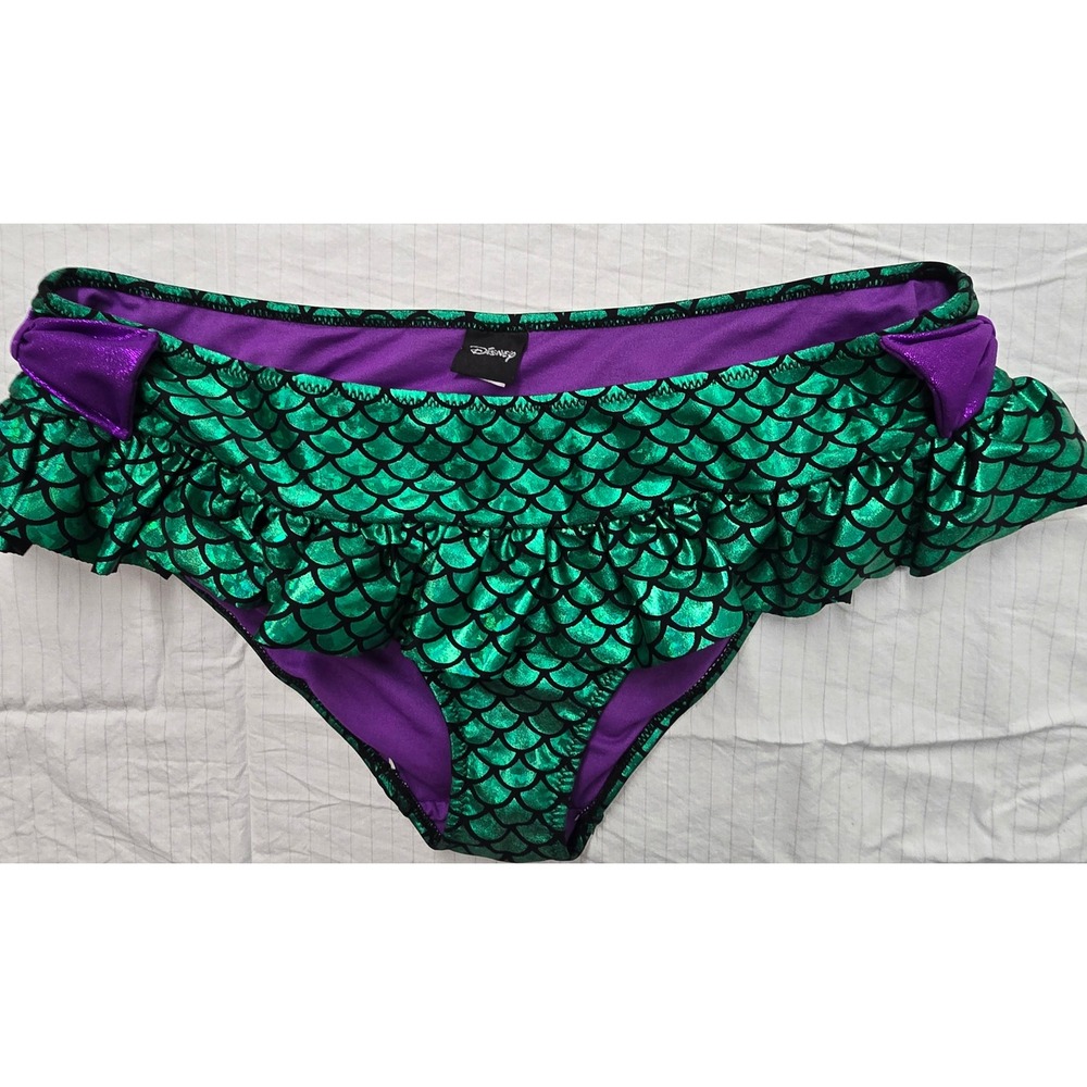 Disney The Little Mermaid Ariel Metallic Green Scale Ruffle Bikini Bottoms XL